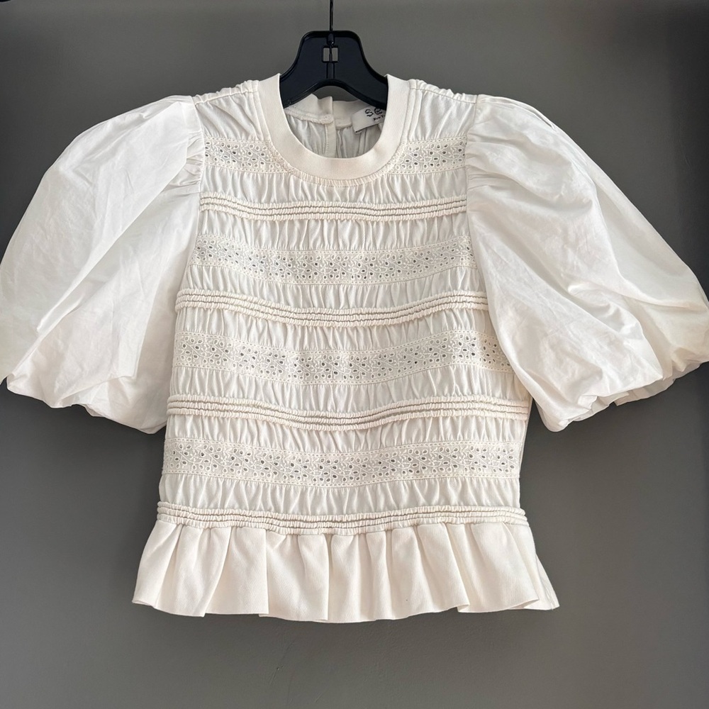 Sea New York White Puff Sleeve Blouse